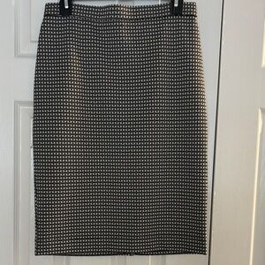 Ann Taylor Black and White Woven-Pattern Pencil Skirt